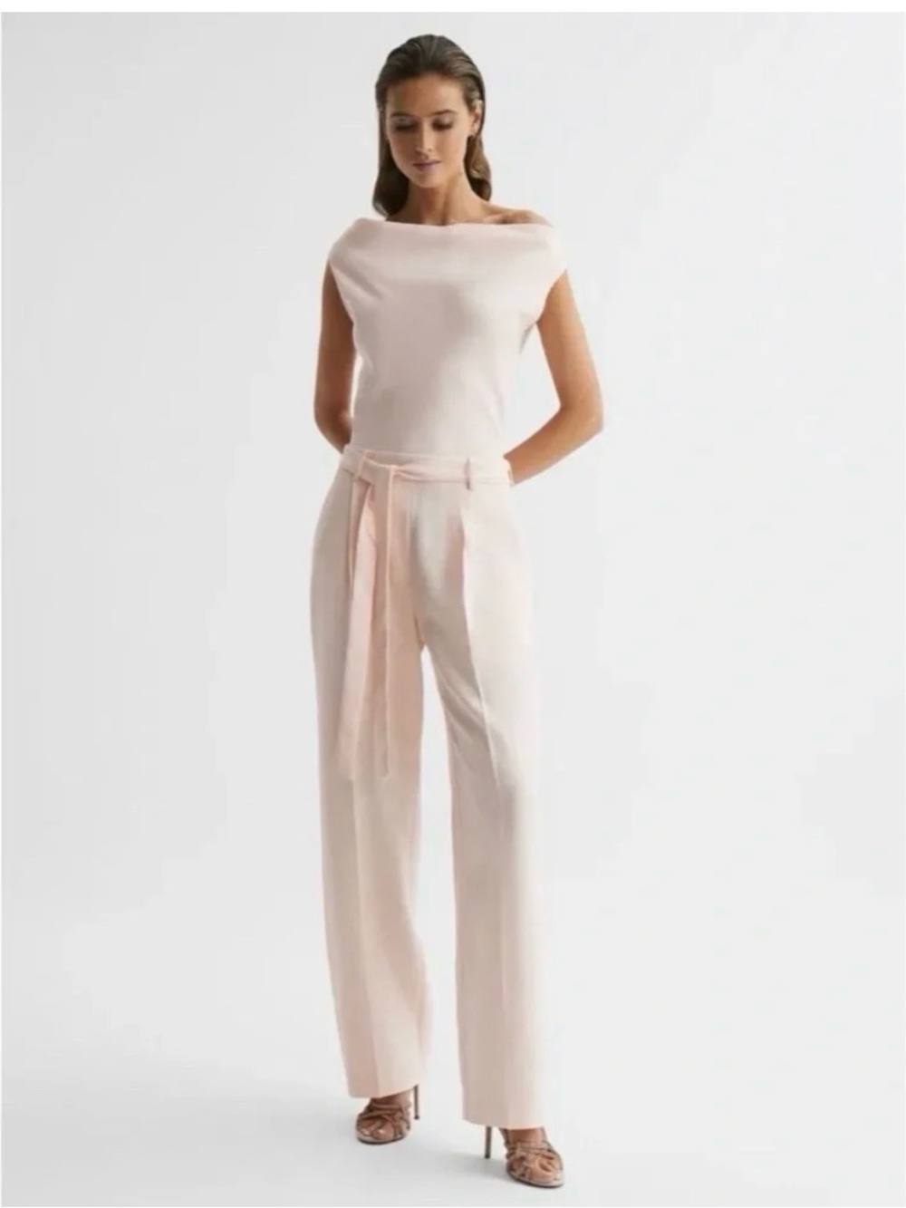 NWT Reiss Maple Off the Shoulder Jumpsuit In Pink - size 10